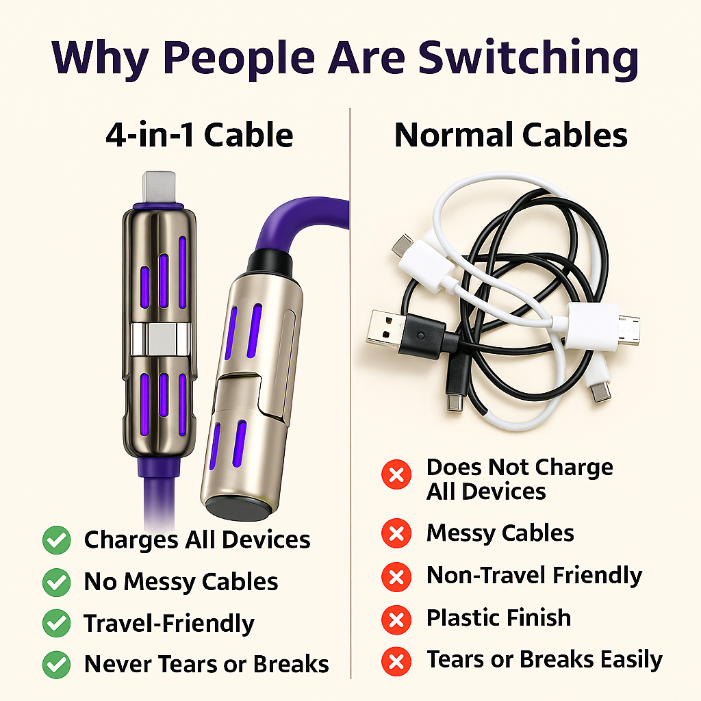 PowerLink™ 4-in-1 Smart Charging Cable for All Devices